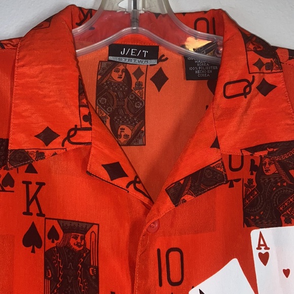 Texas Hold Em Tournament Poker Cards Mens Button Up Shirt LARGE *JET* CASINO - Picture 3 of 7
